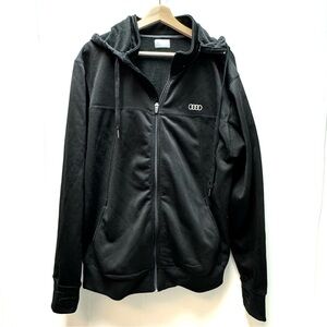 Audi Large Black fleece hooded full zip jacket